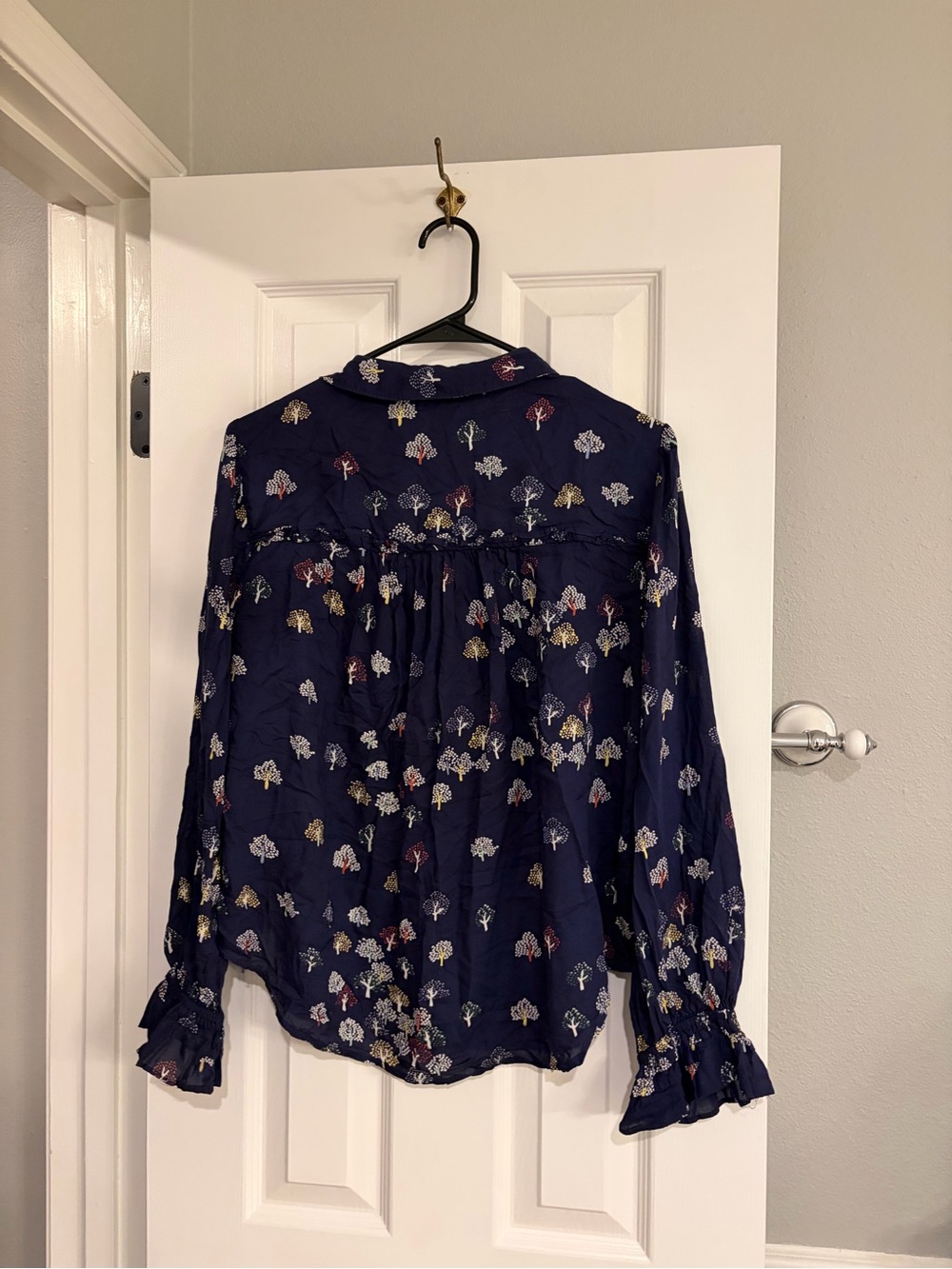 Anthropologie Maeve Frederica Tree Print Blouse Petite 14 - Picture 6 of 8